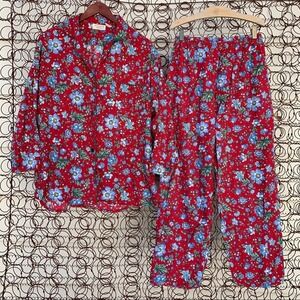 Vintage Victoria’s Secret gold label red floral pajamas set